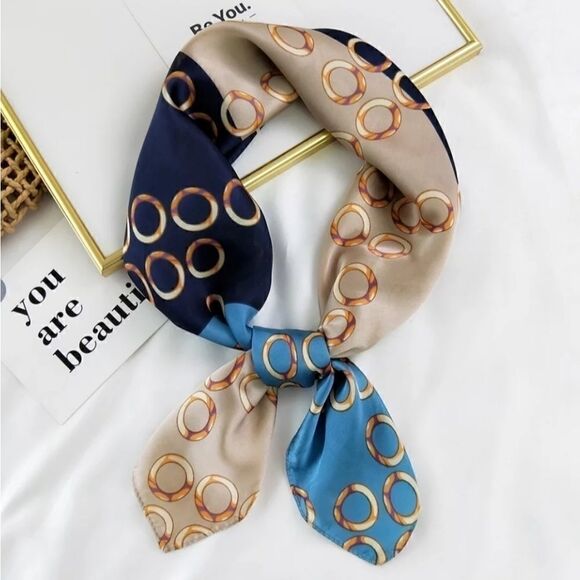 Women Satin Silky Square Neck Scarf - Picture 2 of 10